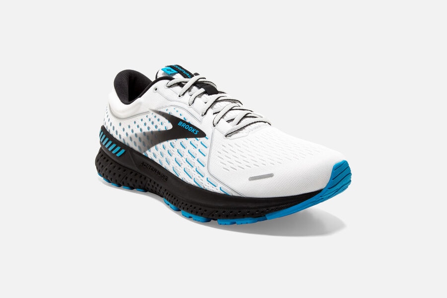 Brooks Adrenaline GTS 21 Road Running Shoes Mens White/Black/Blue 830672-UON